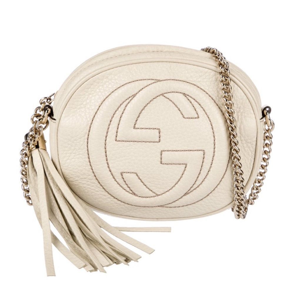 Gucci Mini SoHo Crossbody Chain Bag - Cream and Gold